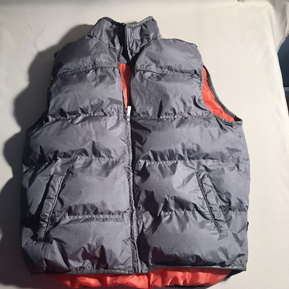 SPORTIER Since 1957 Mens Gray/Orange Puffer Vest Size M Medium